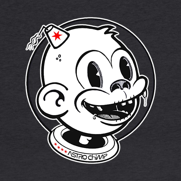 Astro Chimp Bubble BW by astr0_ch1mp